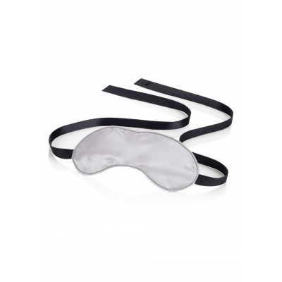Maschera coprente in raso argento con lacci