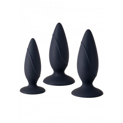 Set di 3 butt plug in silicone Essence colore nero