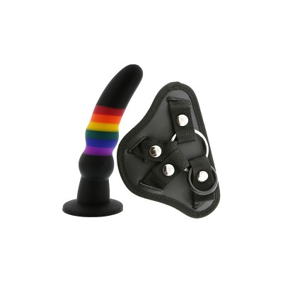 Strap on in Ecopelle con Dildo Colorato in Silicone 17 cm